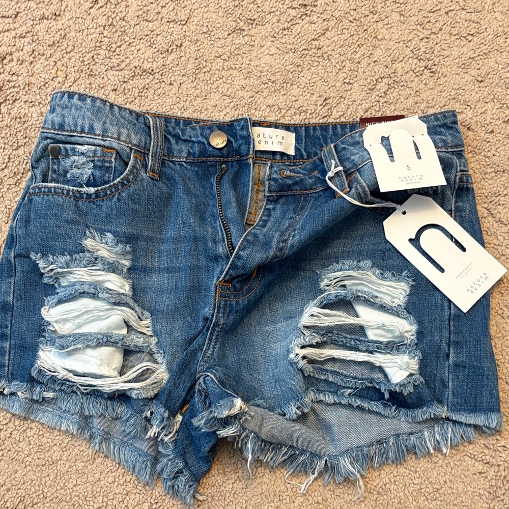 Pink Lily Nature Denim Women's Distressed Blue Denim Shorts
